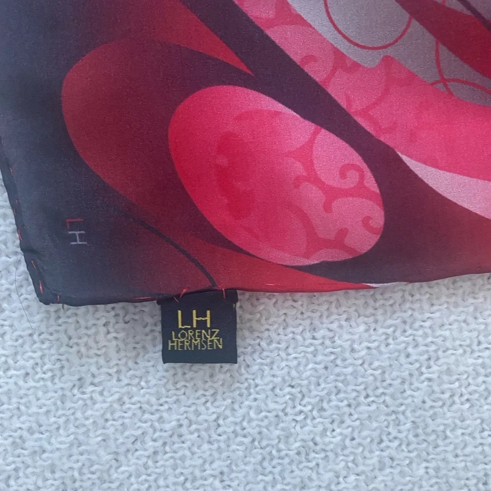 Elegant Red and Black Silk Scarf